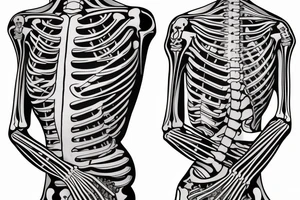 Anatomical ribcage skeleton with music notes geometric tattoo idea