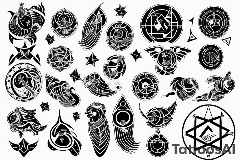 Gemini astrology birth chart constellation tattoo idea