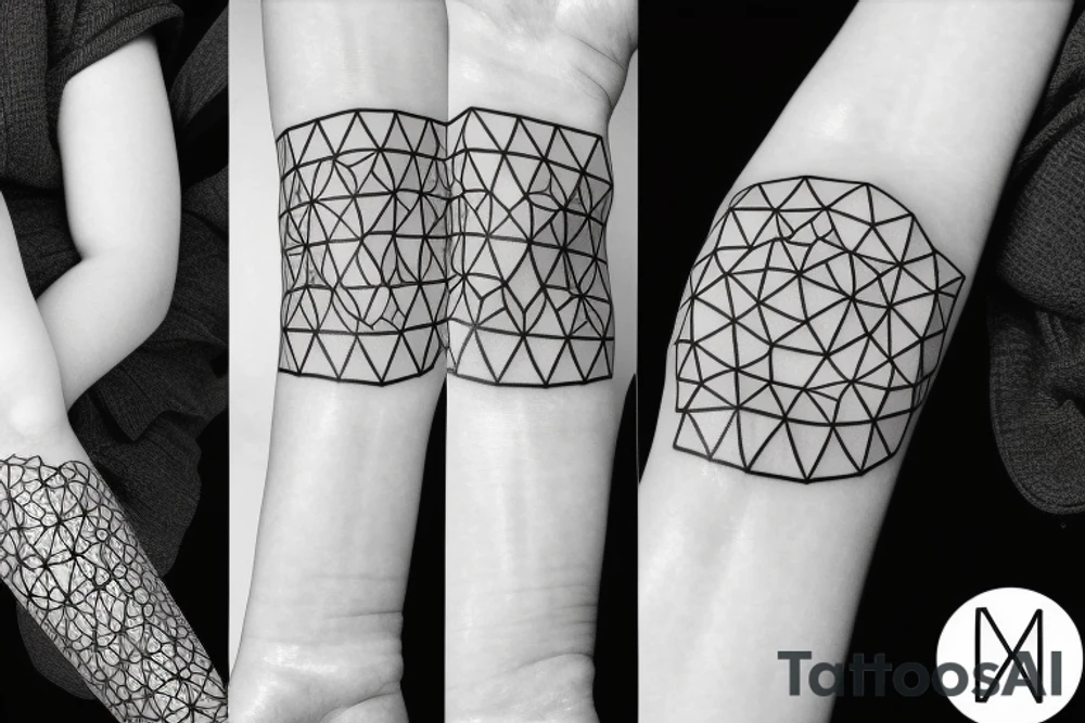 Hexagonal pattern black and white tattoo idea