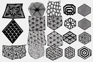 Hexagonal pattern black and white tattoo idea