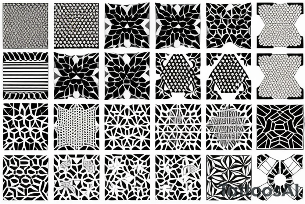 Hexagonal pattern black and white tattoo idea