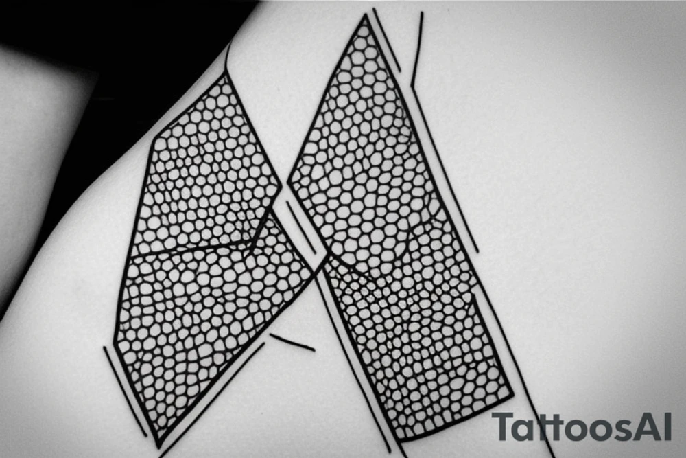 Hexagonal pattern black and white tattoo idea