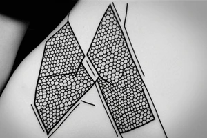 Hexagonal pattern black and white tattoo idea