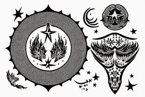 Greek anphora with stars and smoke coming out of it. tattoo idea