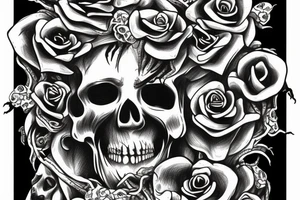 Medusa with snakes, skulls, roses, Dead flowers, Vines tattoo idea