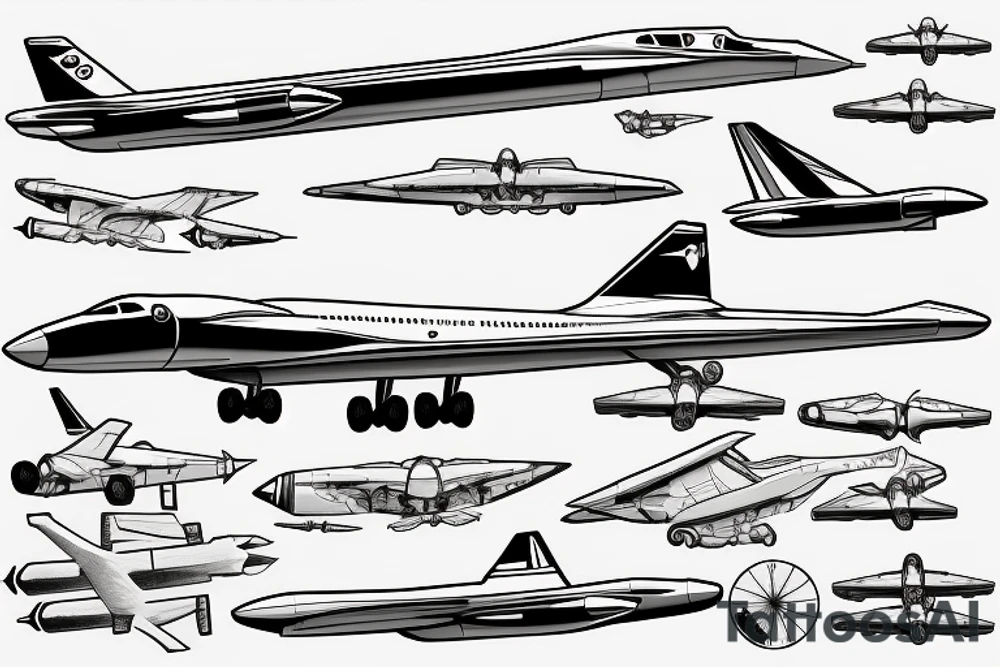 aviation, concorde taking off tattoo idea