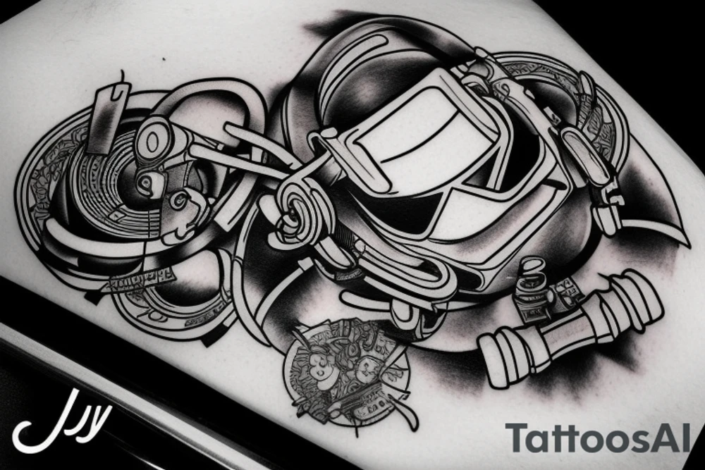 Dj, games, music, cars tattoo idea