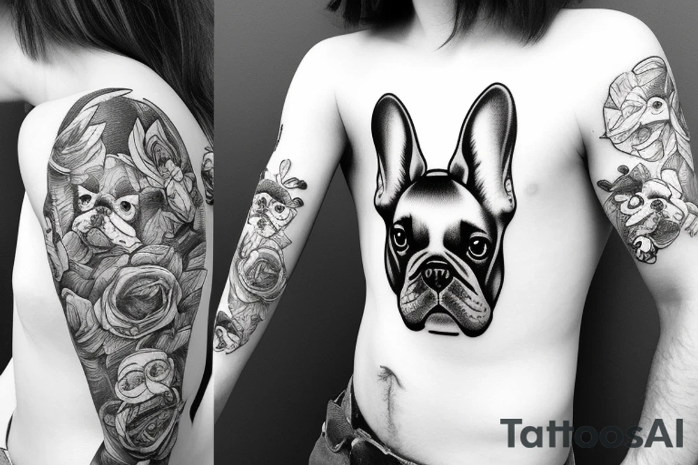 Dj, games, music, cars, food, french bulldog tattoo idea