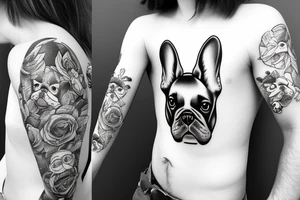 Dj, games, music, cars, food, french bulldog tattoo idea