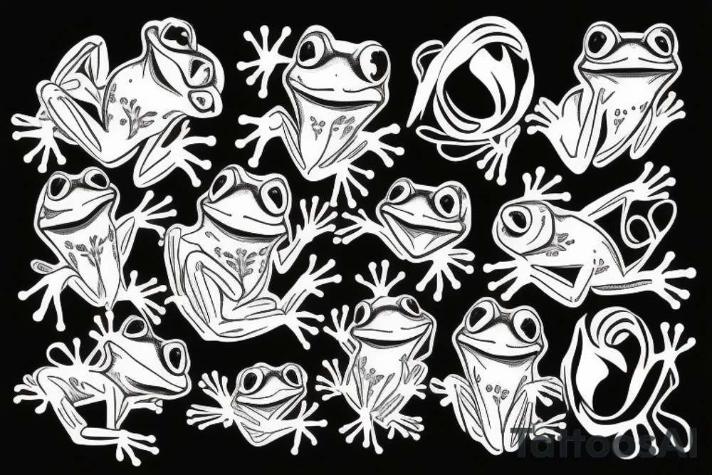 frog with three heads tattoo idea