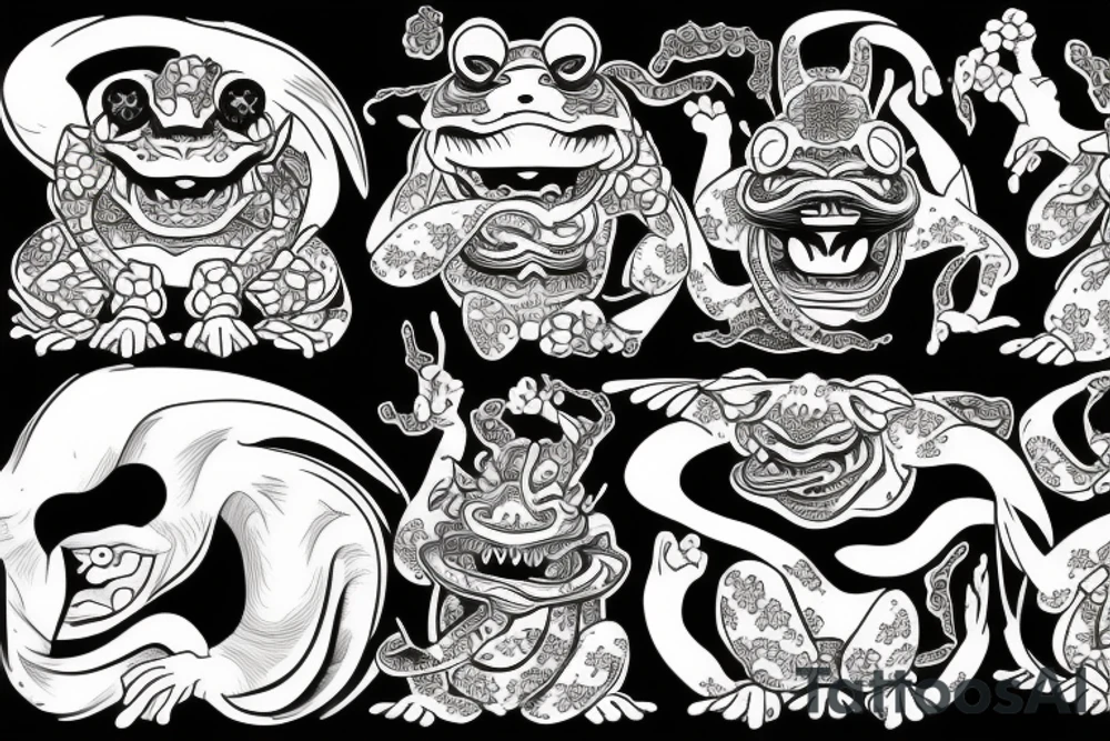 japanese demon frog oni tattoo idea