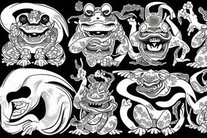 japanese demon frog oni tattoo idea
