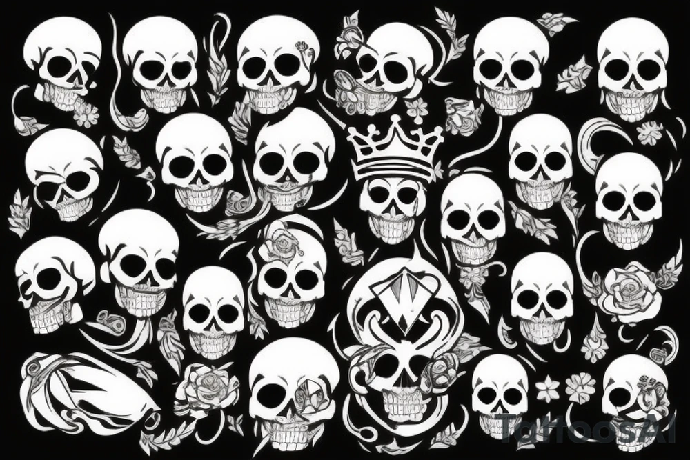 Skull with a crown tattoo idea