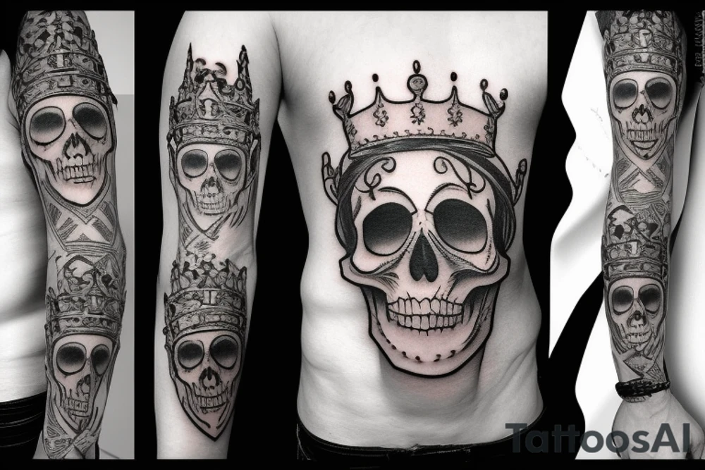 Skull with a crown tattoo idea