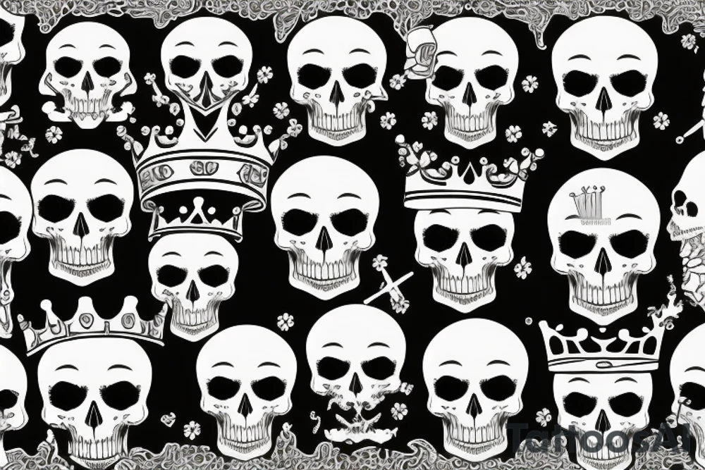 Skull with a crown tattoo idea