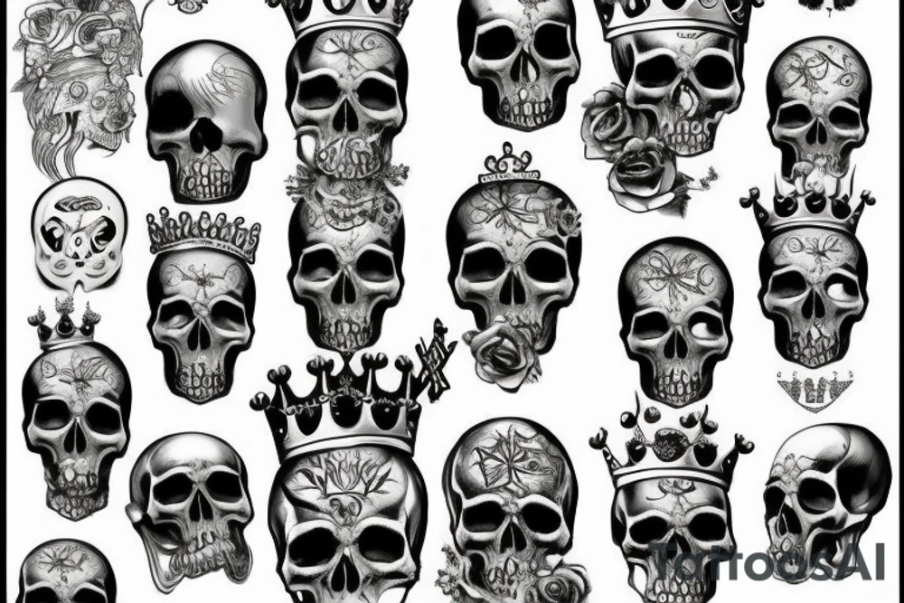 Skull with a crown tattoo idea