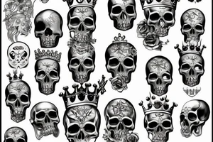 Skull with a crown tattoo idea