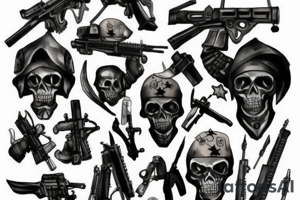 tactical soldier scary reaper tattoo idea