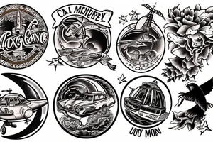 A cab flying to the moon tattoo idea
