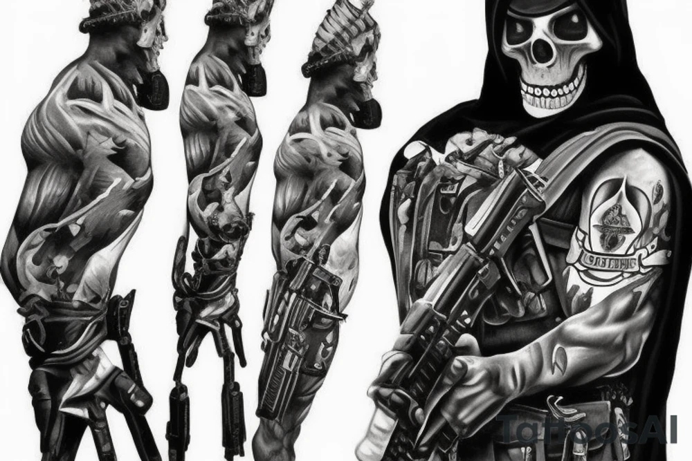 tactical soldier scary reaper tattoo idea