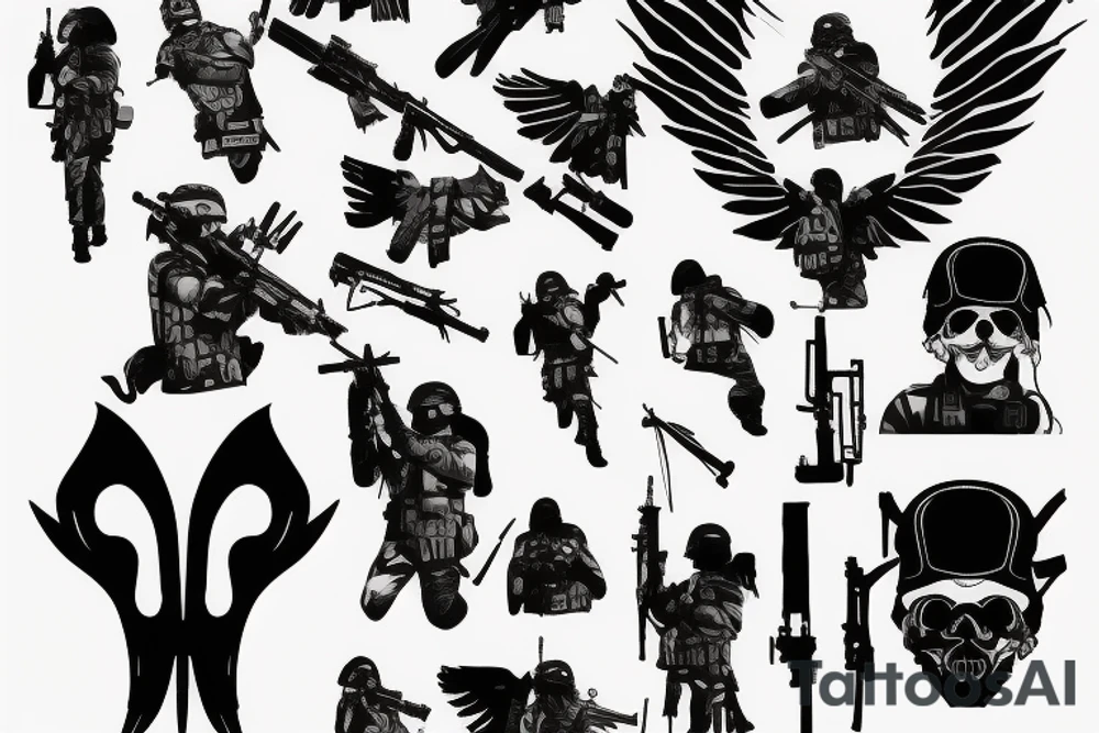 dark angel tactical soldier tattoo idea