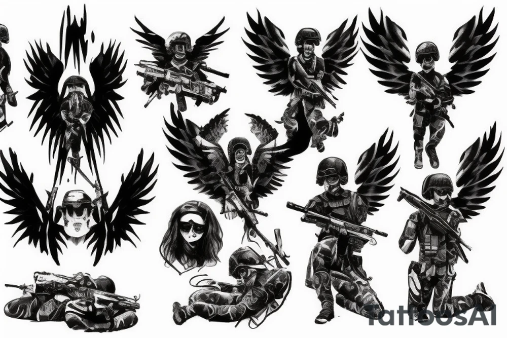 dark angel tactical soldier tattoo idea