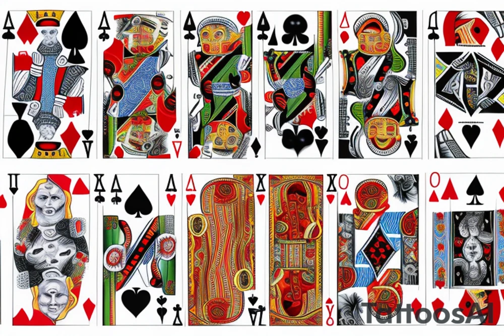 A Poker card with spades made of water and fire tattoo idea