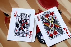 A Poker card with spades made of water and fire tattoo idea