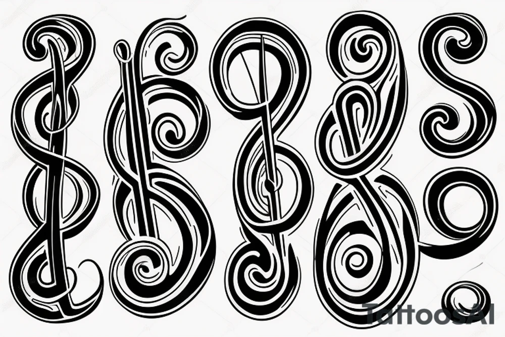 treble clef with psychedelic style tattoo idea