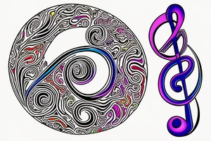 treble clef with psychedelic elements tattoo idea