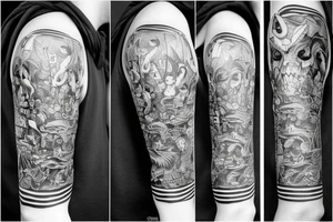 Black and grey realism nautical mythical tattoo idea