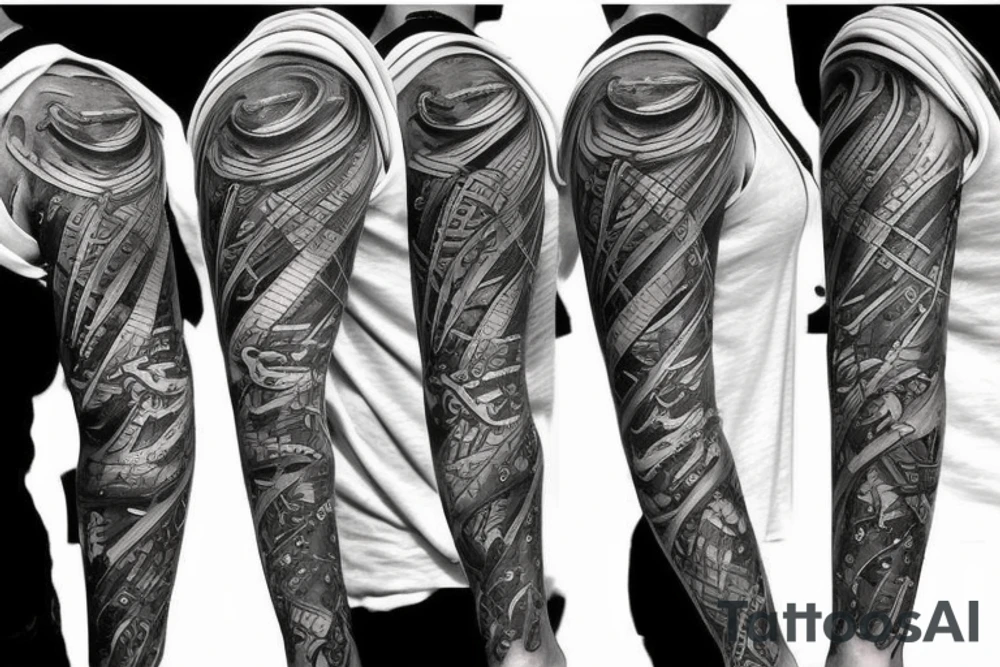 Black and grey realism nautical tattoo idea