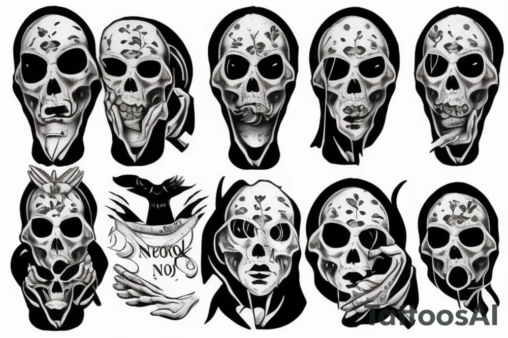 Hear no evil, speak no evil, see no evil sleeve tattoo idea