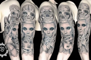 Hear no evil, speak no evil, see no evil sleeve tattoo idea