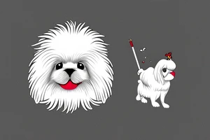 anthropomorphism white pekingese smoking a cigarette tattoo idea