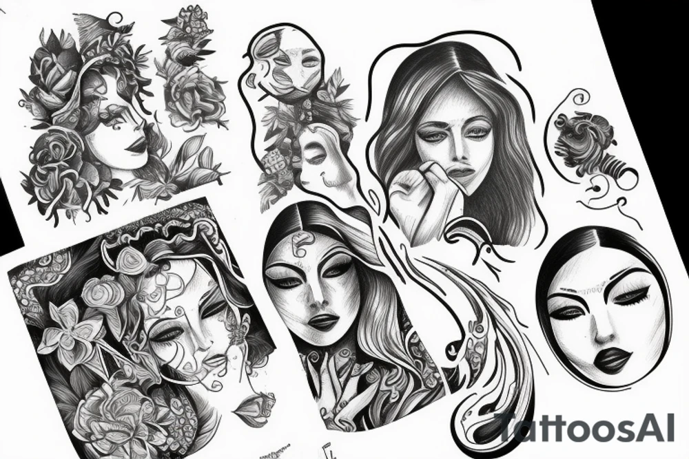 Woman by the water with sun shinning tattoo idea