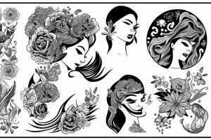 Woman by the water with sun shinning tattoo idea