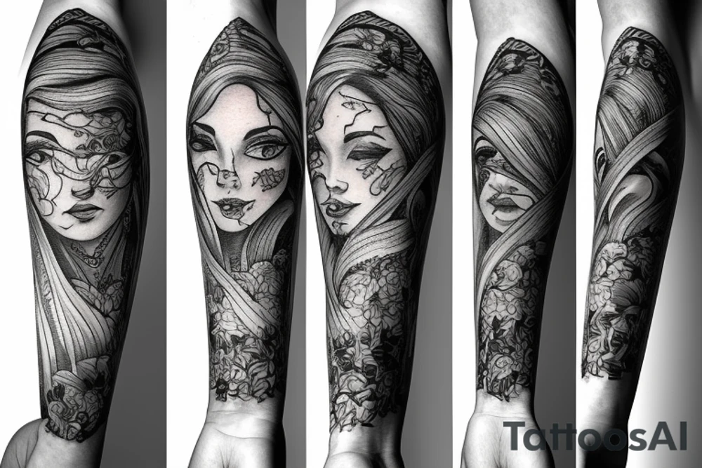 Woman by the sea tattoo idea