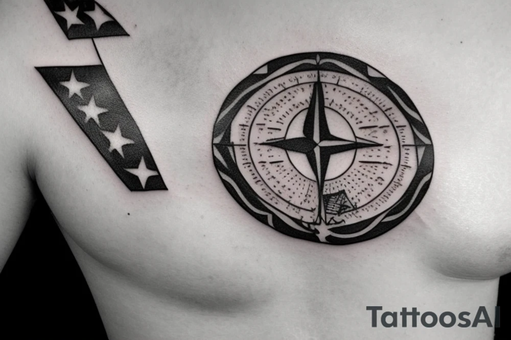 Kentucky shape with a W in it and the American flag and Compass star tattoo idea