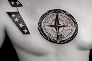 Kentucky shape with a W in it and the American flag and Compass star tattoo idea