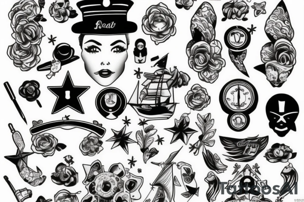 sailor distractingly looking to the left tattoo idea