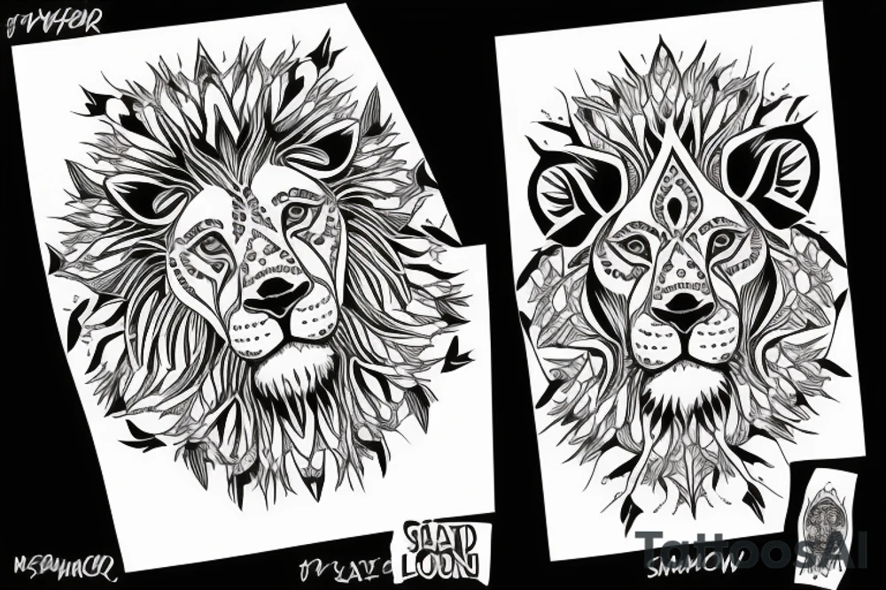 Two symmetrical lions tattoo idea
