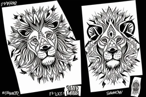 Two symmetrical lions tattoo idea