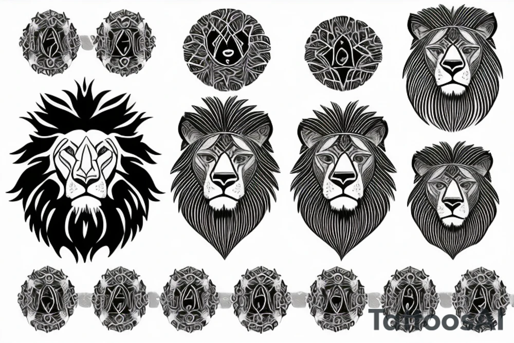 Two symmetrical lions tattoo idea