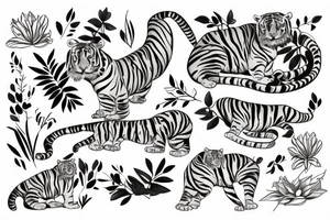 Tigre con un fondo de plantas tattoo idea