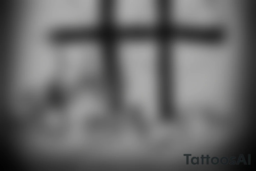 A Christian cross with a torn flag behind it. tattoo idea A Christian cross with a torn flag behind it. tattoo idea