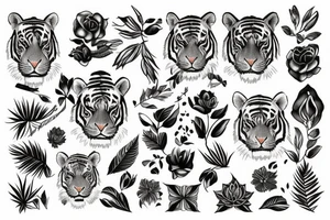 Tigre con un fondo de plantas tattoo idea