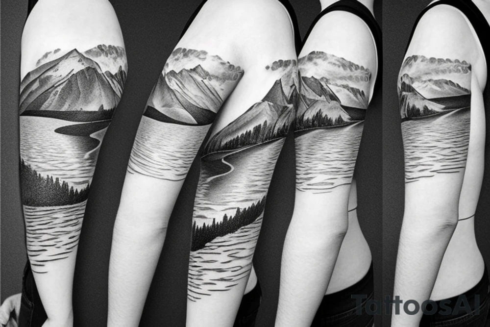 Mountains over water tattoo idea