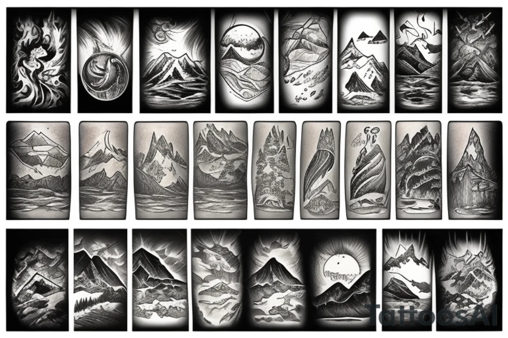 Mountains over water tattoo idea