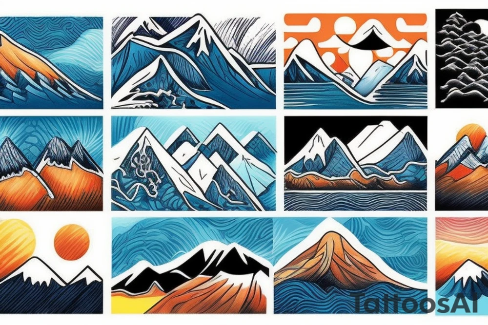 Mountains over water tattoo idea